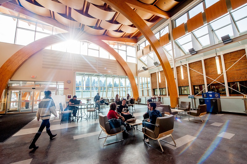 The entrance lobby at College of the Rockies in Cranbrook, BC.